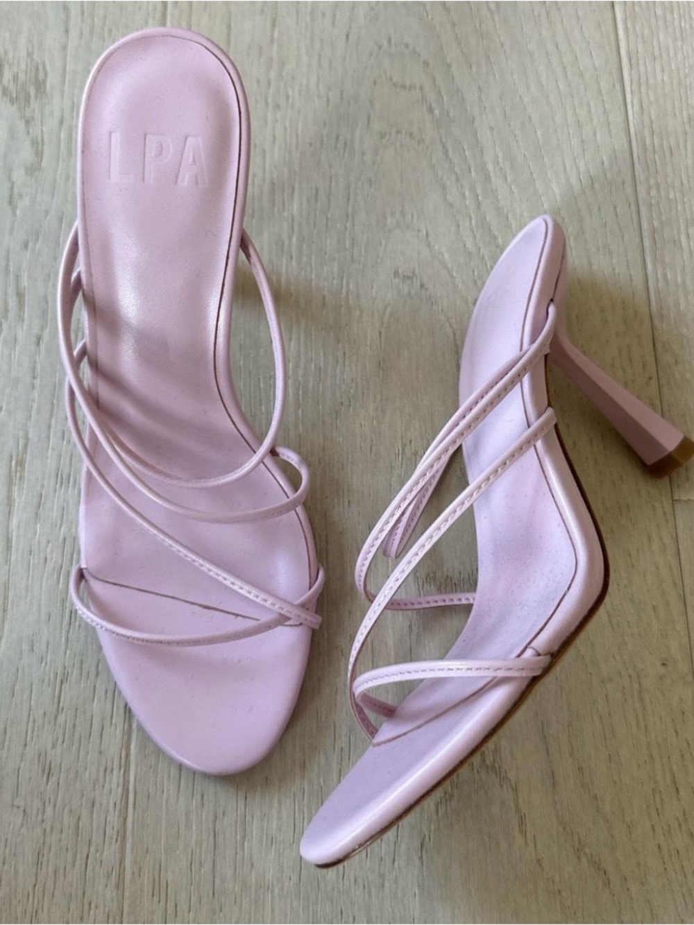 LPA Blush Strappy Square-Toe Heeled Sandals